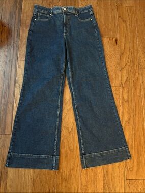 White House Black Market Dark Blue Wide-Leg Cuffed Jeans